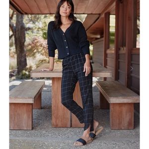 Marine Layer Allison Pants Black Windowpane Classic Pull On Casual Ankle Crop